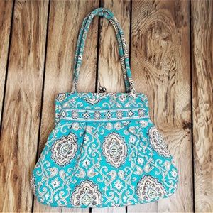 Vera Bradley Totally Turquoise Alice Kiss Lock Quilted Handbag